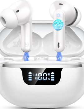 Earbuds Wireless Bluetooth 5.4 Headphones Noise Cancelling, 40H Playtime Bluetooth Ear bud with Dynamic Drivers Stereo, Earphone Wireless Bluetooth Headset with LED Power Display for Laptop Pad Phones