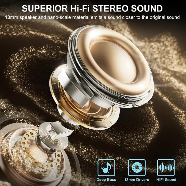Earbuds Wireless Bluetooth 5.4 Headphones Noise Cancelling, 40H Playtime Bluetooth Ear bud with Dynamic Drivers Stereo, Earphone Wireless Bluetooth Headset with LED Power Display for Laptop Pad Phones - Image 3