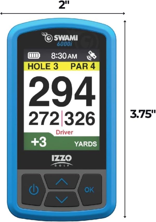 Izzo Swami 6000 Handheld Golf GPS Water-Resistant Color Display with 38,000 Course Maps & Scorekeeper - Image 6