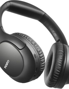 TOZO Bluetooth 5.4 Over Ear Headphones, ENC Call Noise Cancelling Mic, Foldable Wireless Headset, 70H Playback, Deep Bass Stereo Sound, Customizable EQ via Button & App, for Travel and Home, Upgraded
