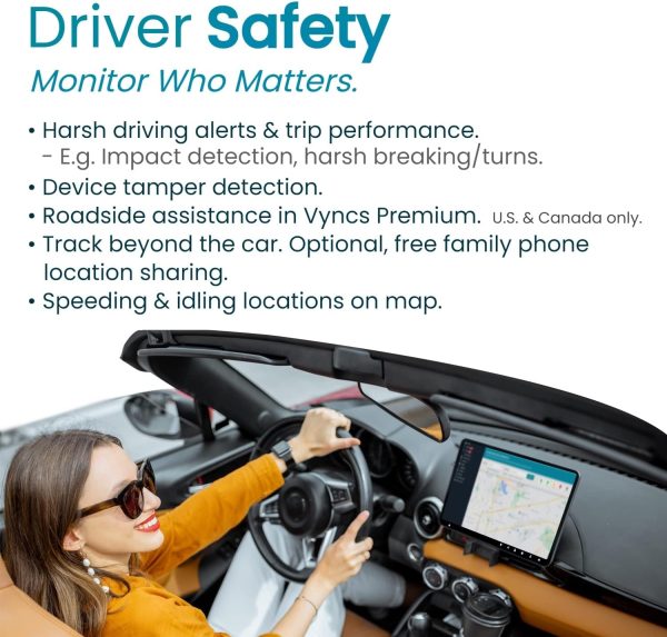 Vyncs - GPS Tracker for Vehicles, [No Monthly Fee], 4G LTE, Vehicle Location, Trip History, Driving Alerts, GeoFence, Fuel Economy, OBD Fault Codes, USA-Developed, Family or Fleets - Image 4